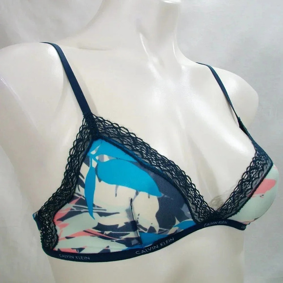 XS X-SMALL Calvin Klein Sheer Marquisette Unlined Bralette Sublime Print NWT - Picture 5 of 7